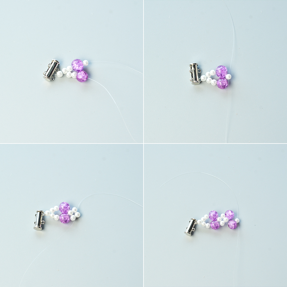 Широкий браслет с фиолетовым кракле и бисером-3