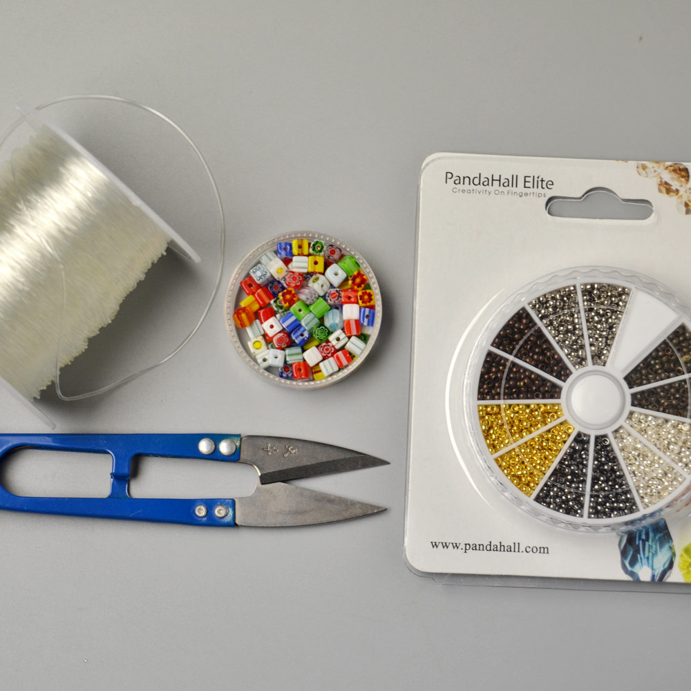 Многониточный браслет из стеклянных бусин Cube Millefiori-2