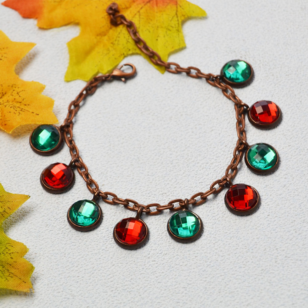 Браслет из стеклянного кабошона с подвесками-1