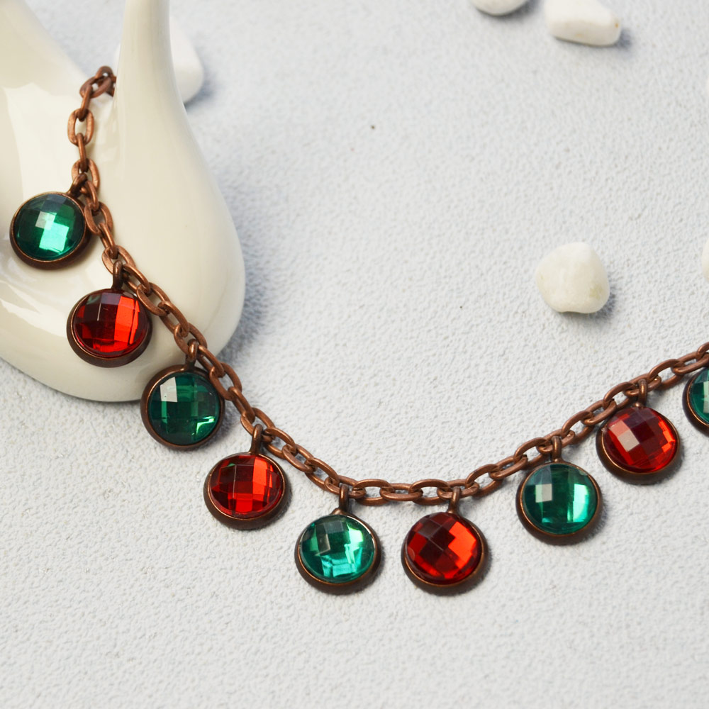 Браслет из стеклянного кабошона с подвесками-4