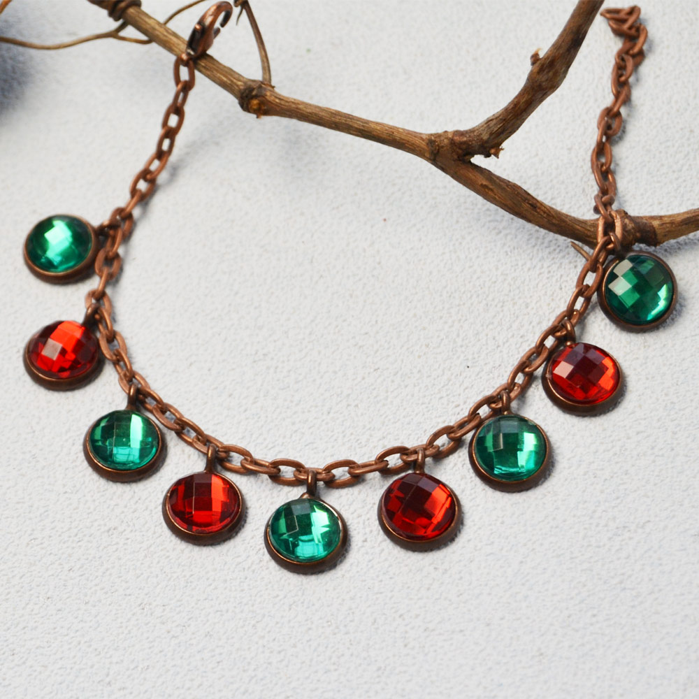 Браслет из стеклянного кабошона с подвесками-5