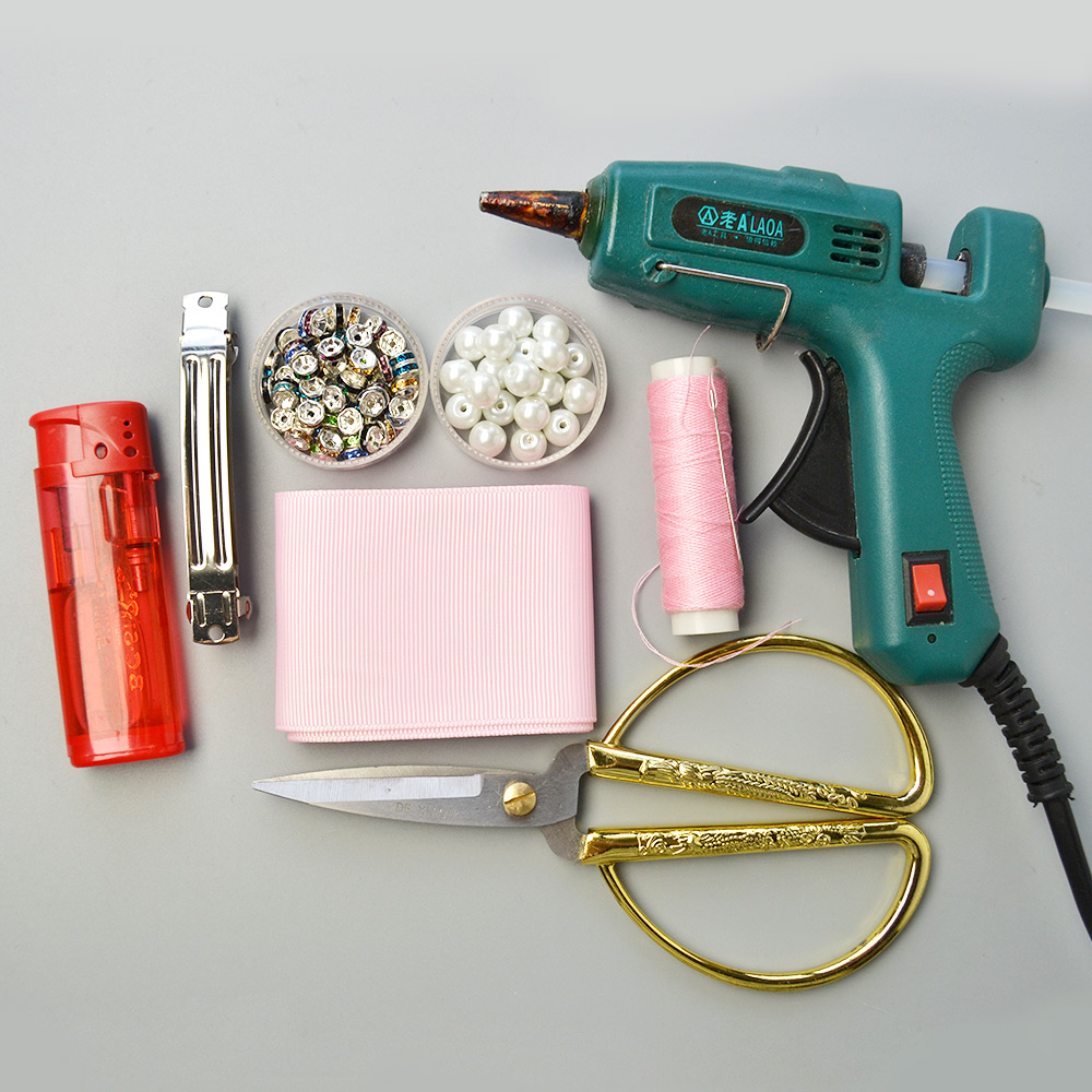 Девичья заколка для волос с розовой лентой-2