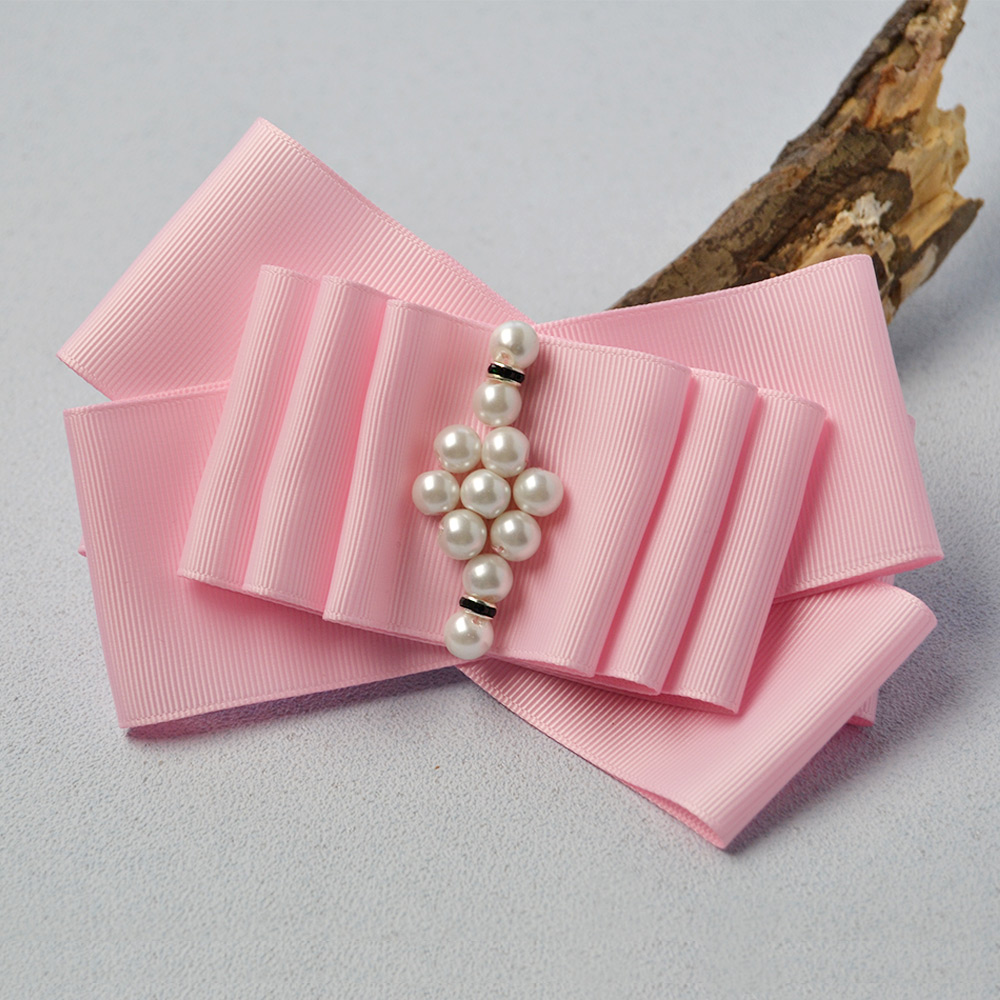 Девичья заколка для волос с розовой лентой-6