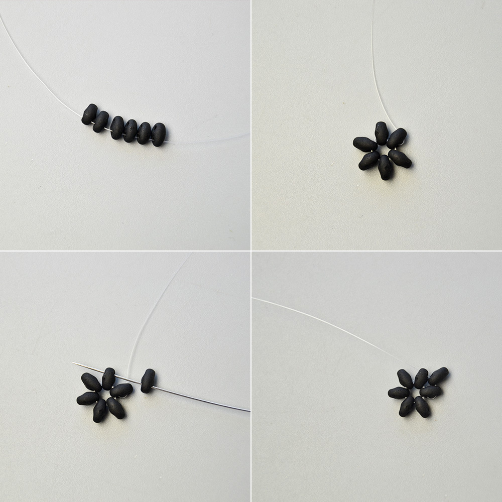 Chrysanthemenförmiger Saatperlenring mit zwei Löchern