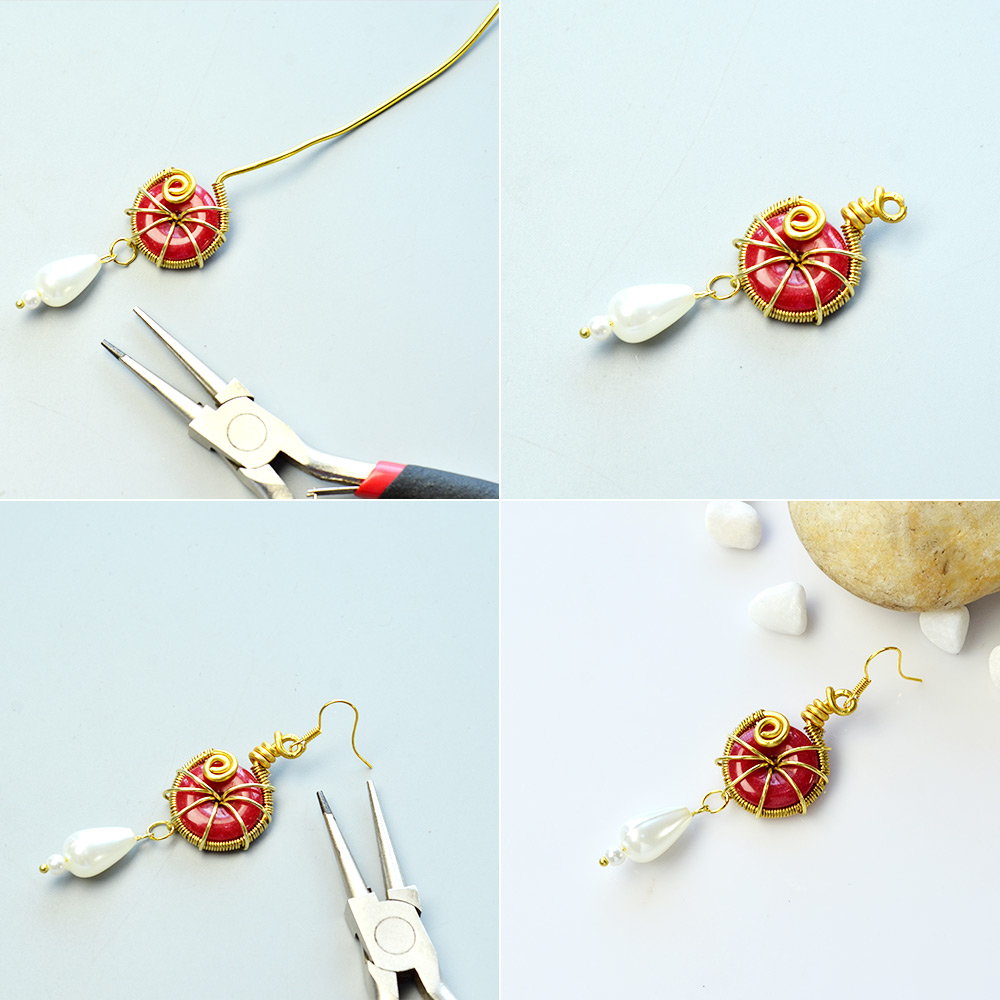 Круглые серьги в проволоке с драгоценными камнями