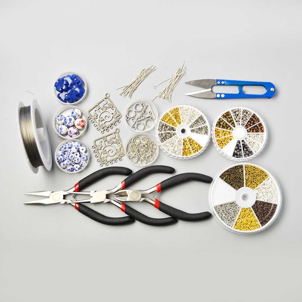 Колье из фарфоровых бусин с принтом и цветочными нефритовыми бусинами-2