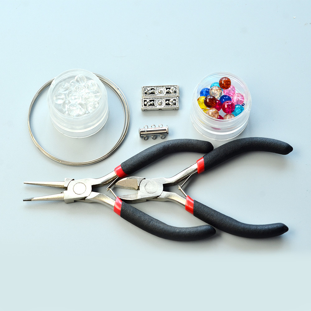 Разноцветный браслет с хрустальными бусинами и хрустальными кварцевыми бусинами-2