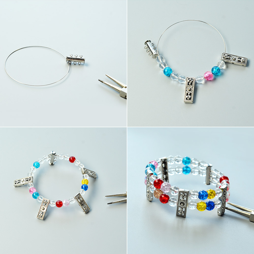 Разноцветный браслет с хрустальными бусинами и хрустальными кварцевыми бусинами-3