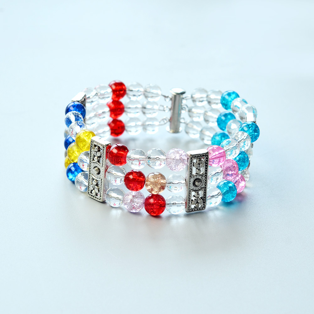 Разноцветный браслет с хрустальными бусинами и хрустальными кварцевыми бусинами-4