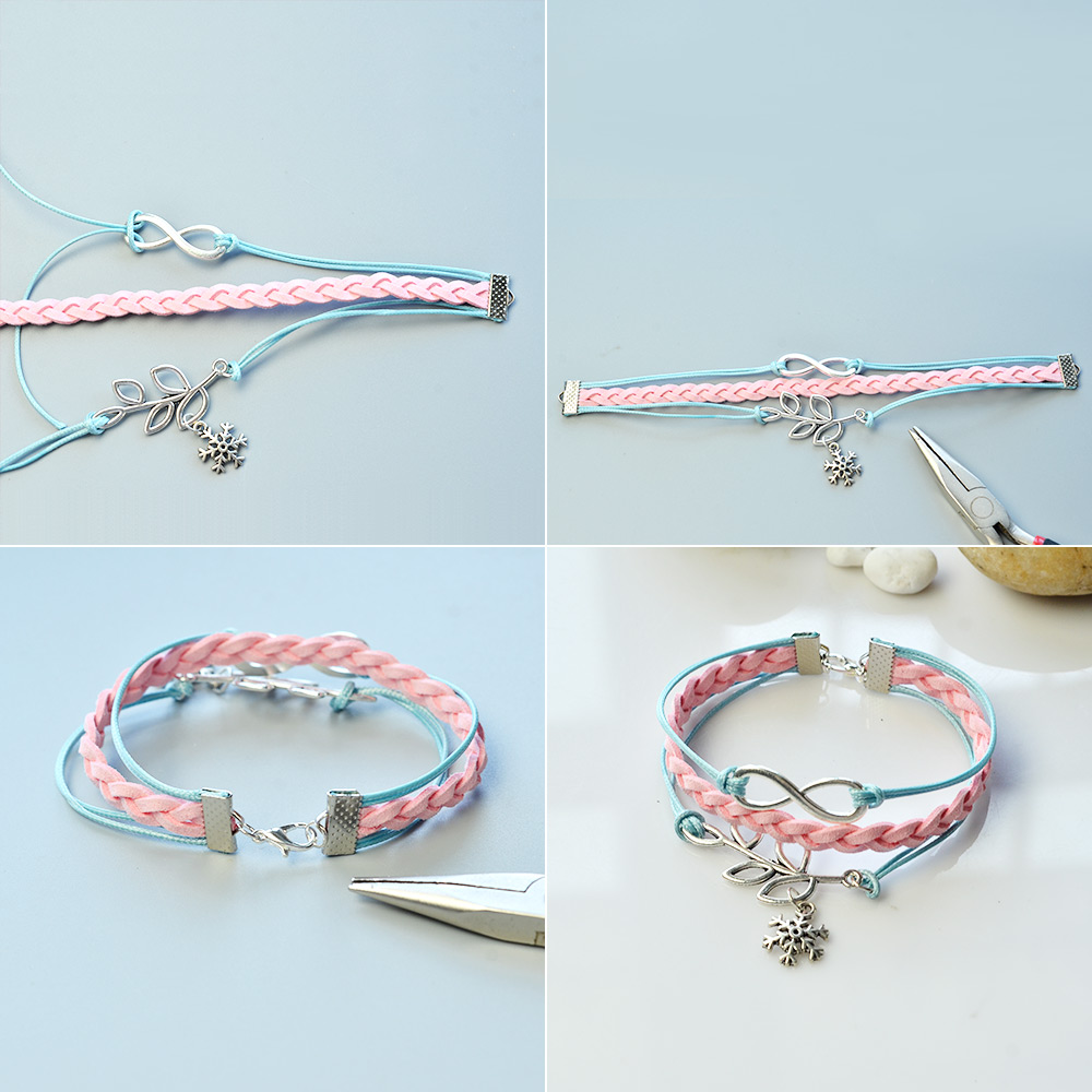 Браслет из искусственной замши со звеньями из сплава-4