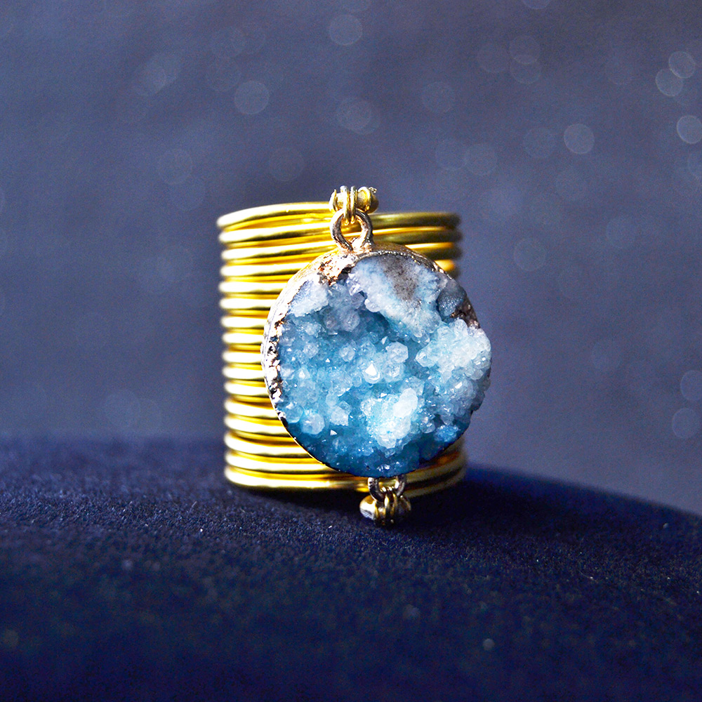 Natürlicher Druzy-Achat-Gliederring