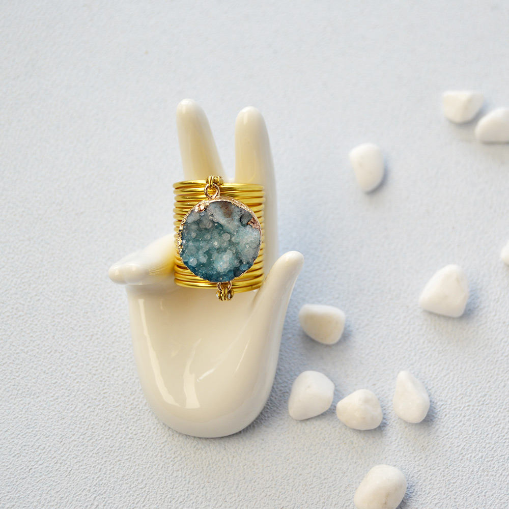 Natürlicher Druzy-Achat-Gliederring