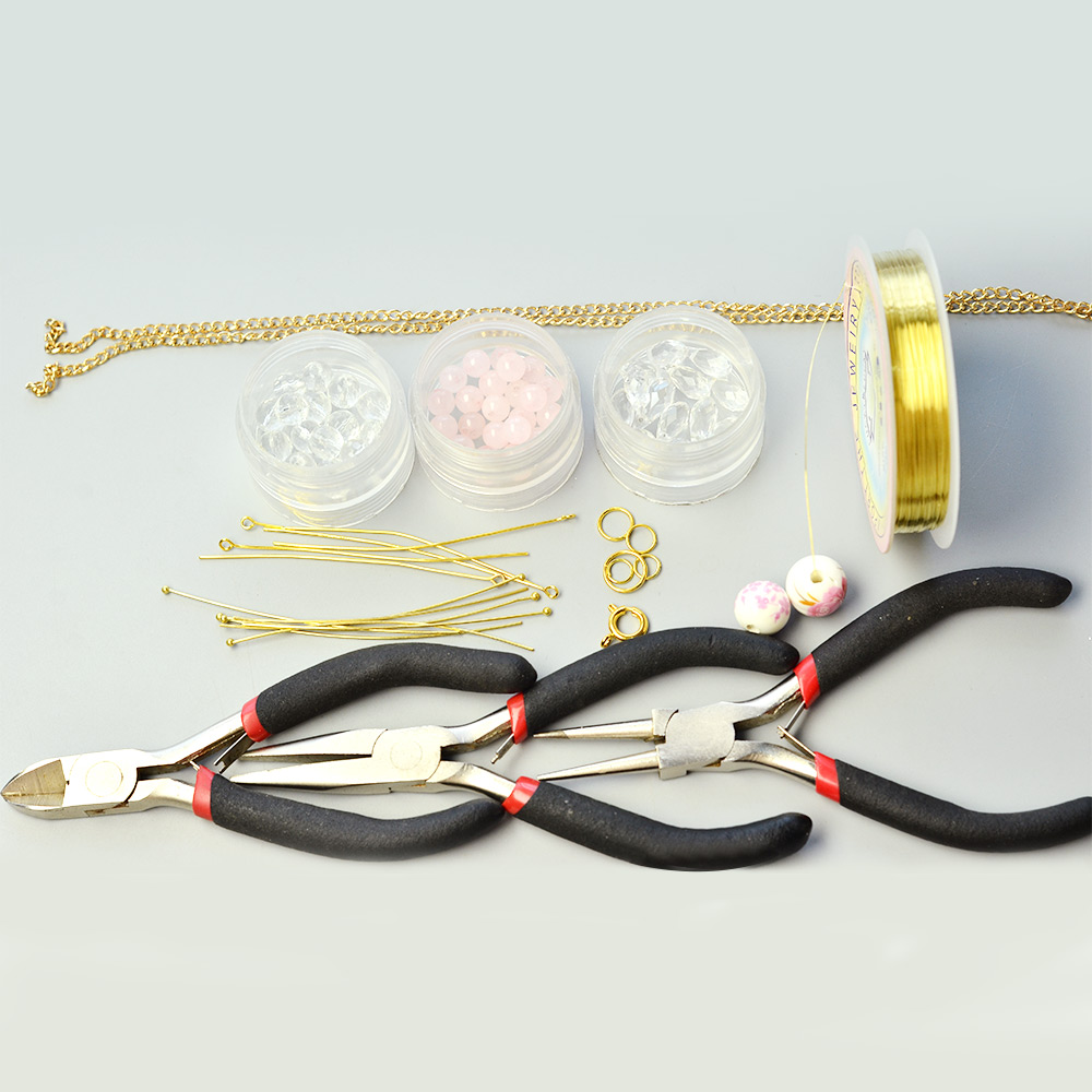 Ожерелье из хрустальных стеклянных бусин с фарфоровыми бусинами с цветочным принтом-2