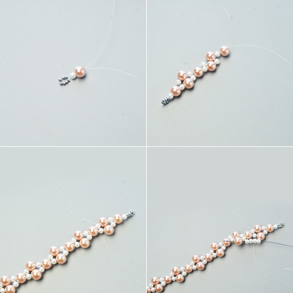Zartes rosafarbenes Perlen-Sticharmband für die Hochzeit