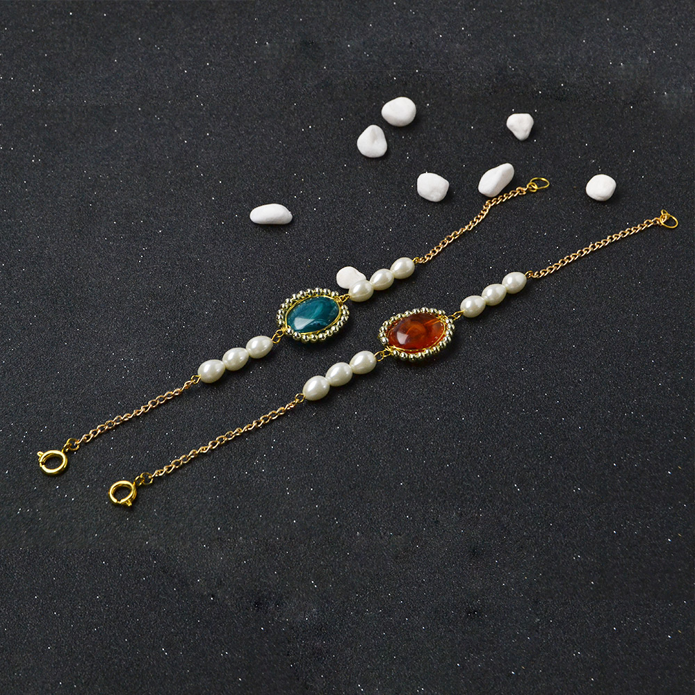 Acryl-Edelsteinperlen, drahtumwickeltes Armband mit Tropfenperlen