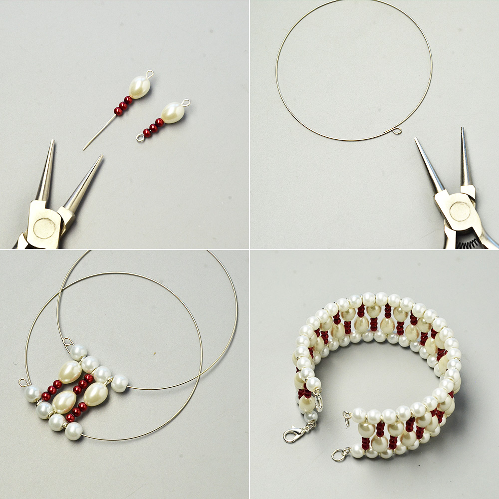 Браслет из красного и белого жемчуга-3