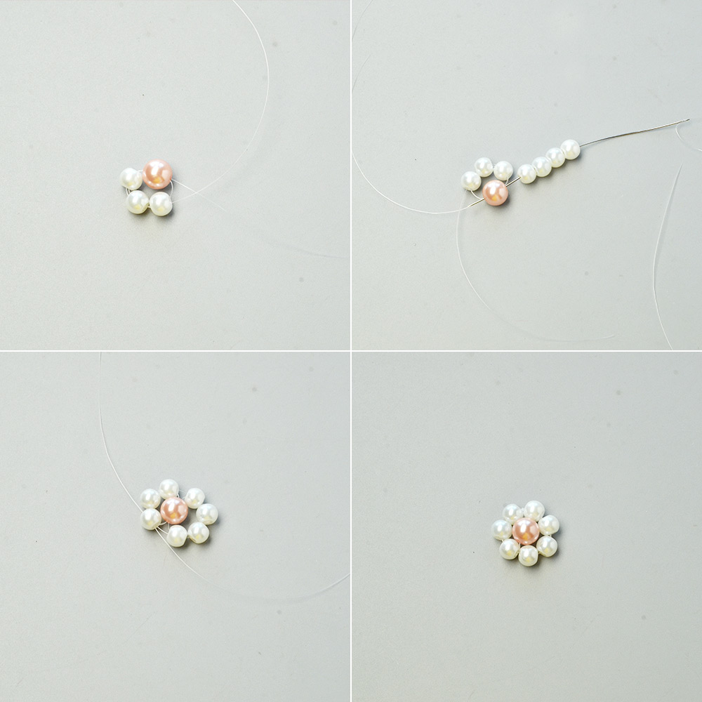 Свадебное ожерелье с жемчугом и бисером-3