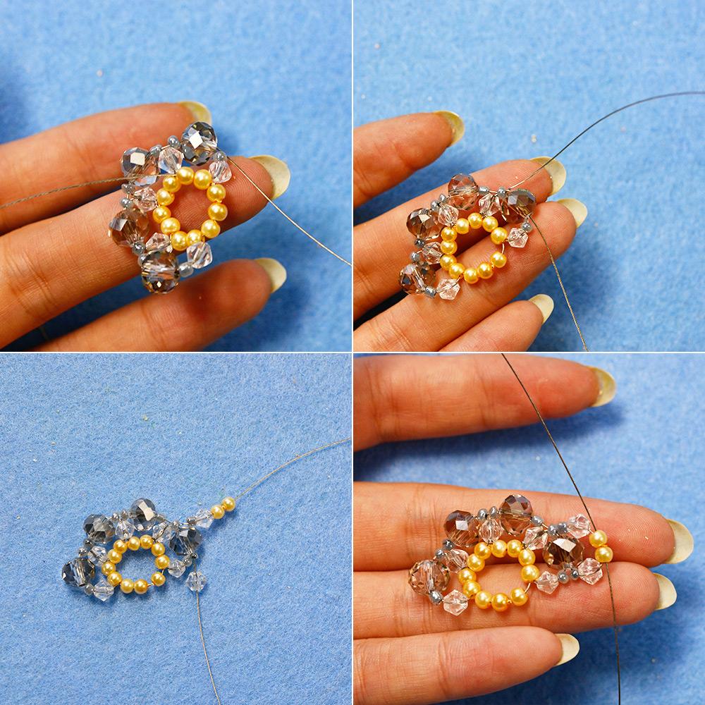 Хрустальный браслет из проволоки с жемчужными бусинами-5