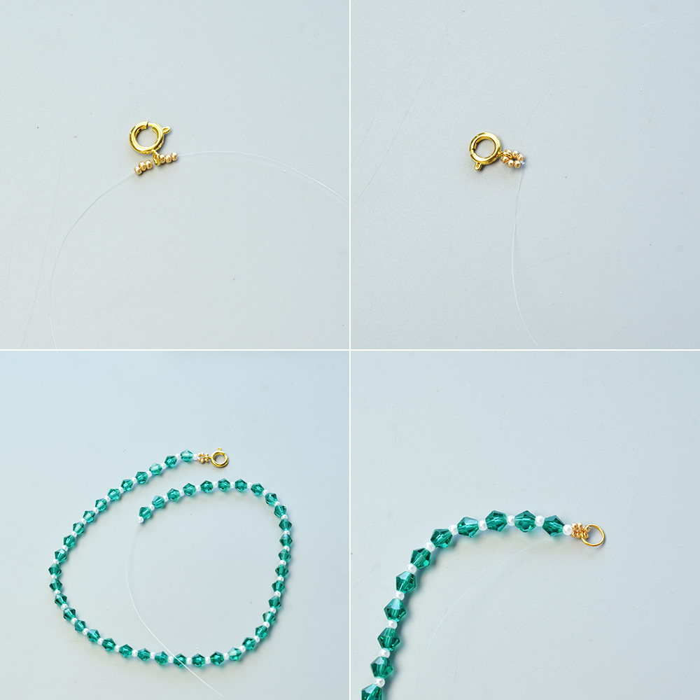 Колье-нагрудник с жемчугом и хрустальными бусинами-3