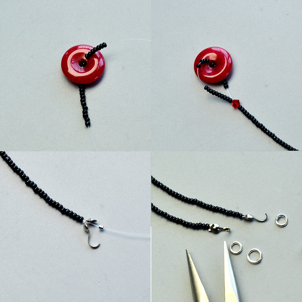 Friedensschnallenarmband mit schwarzen Saatperlen