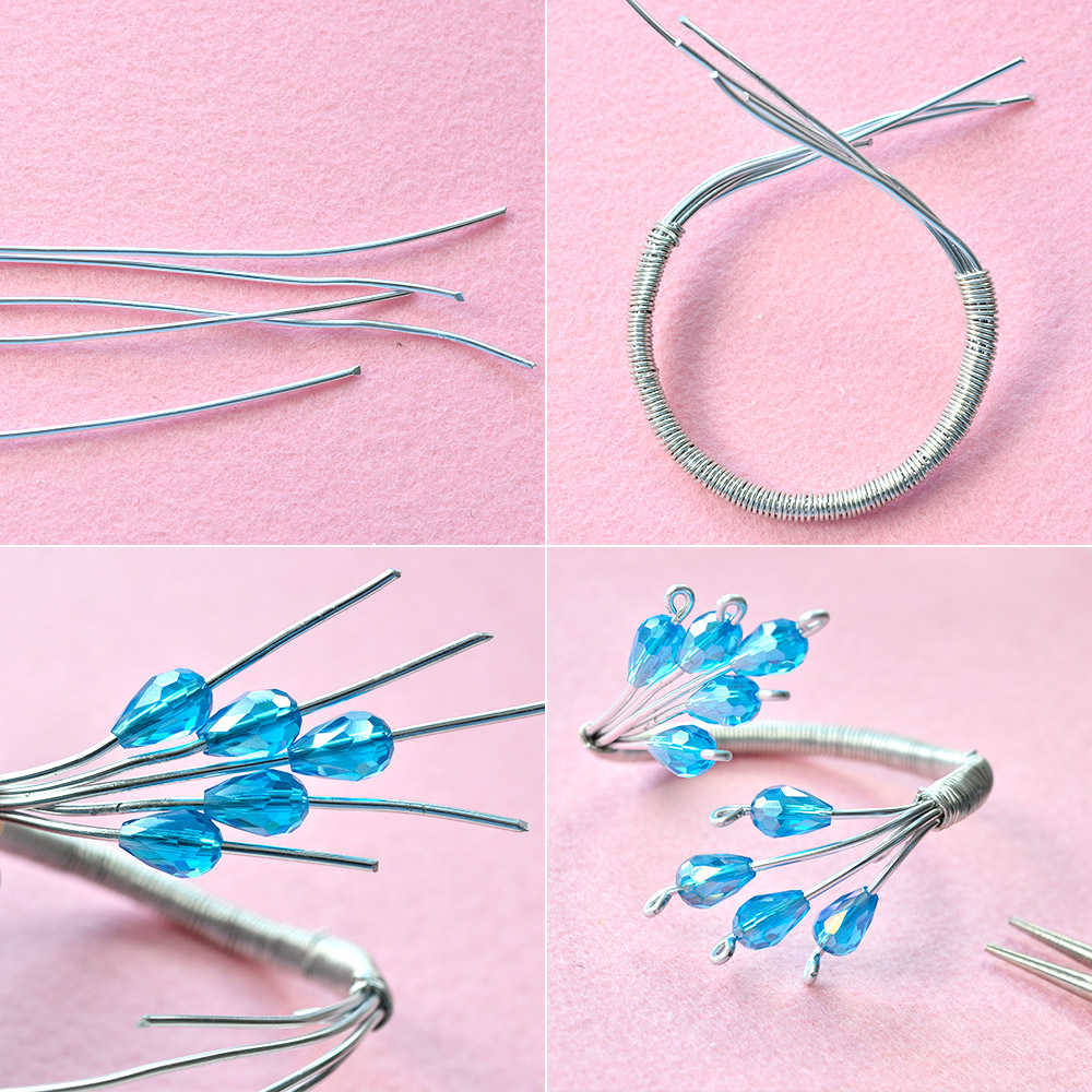 Специальный браслет с синими стеклянными бусинами-3