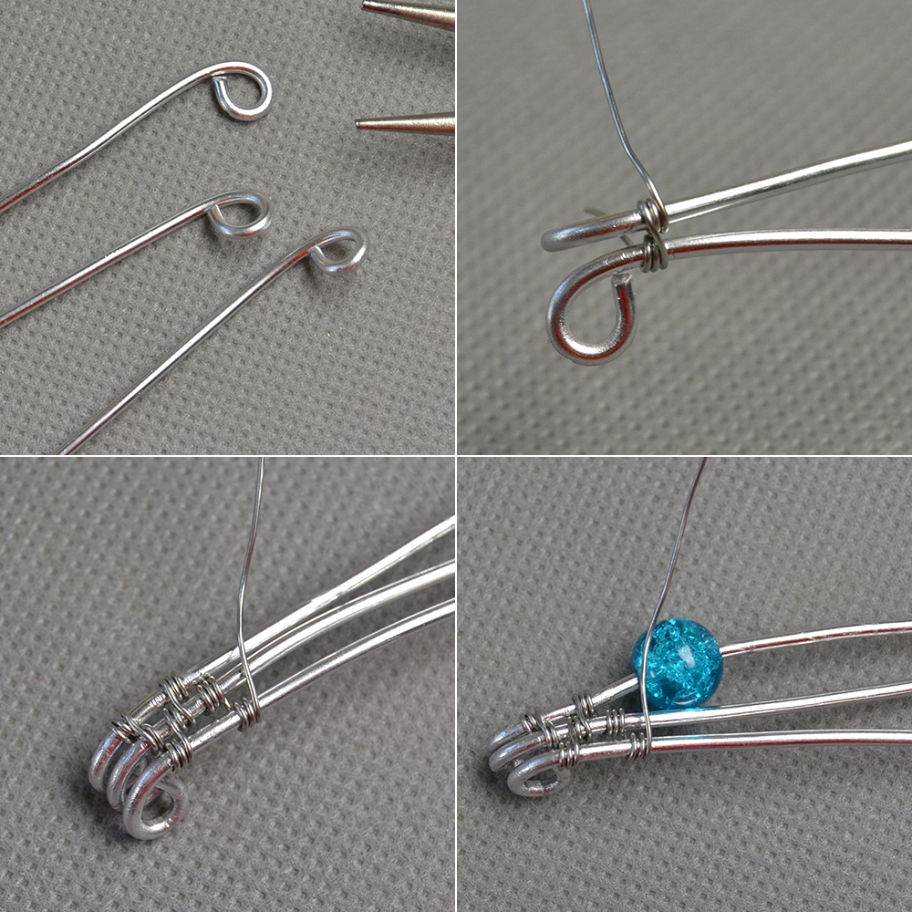 Браслеты из стеклянных бусин с синим кракелем-3