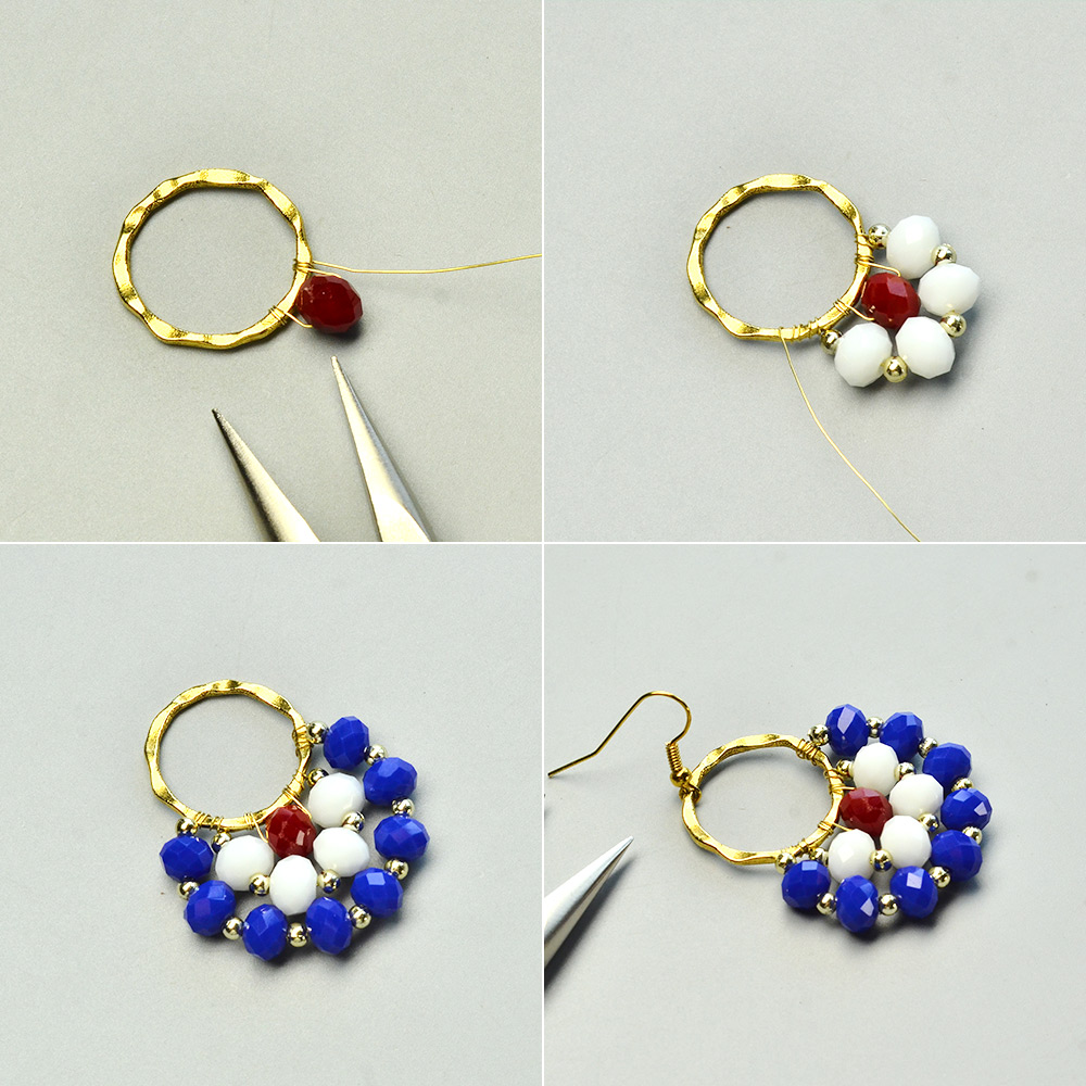 Красивые серьги-секторы с бусинами