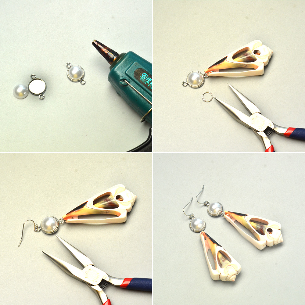 Серьги из свежих ракушек с жемчугом-3