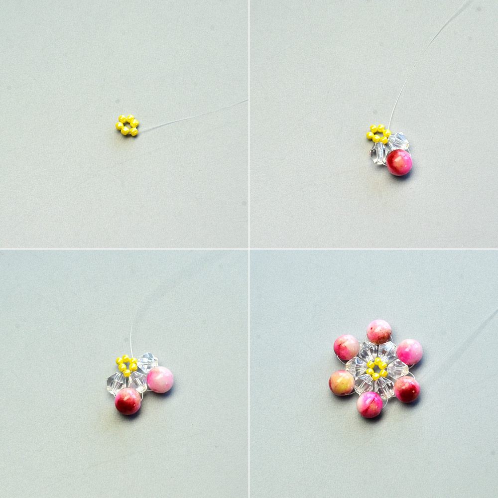 Blumenarmband mit Jadeperlen