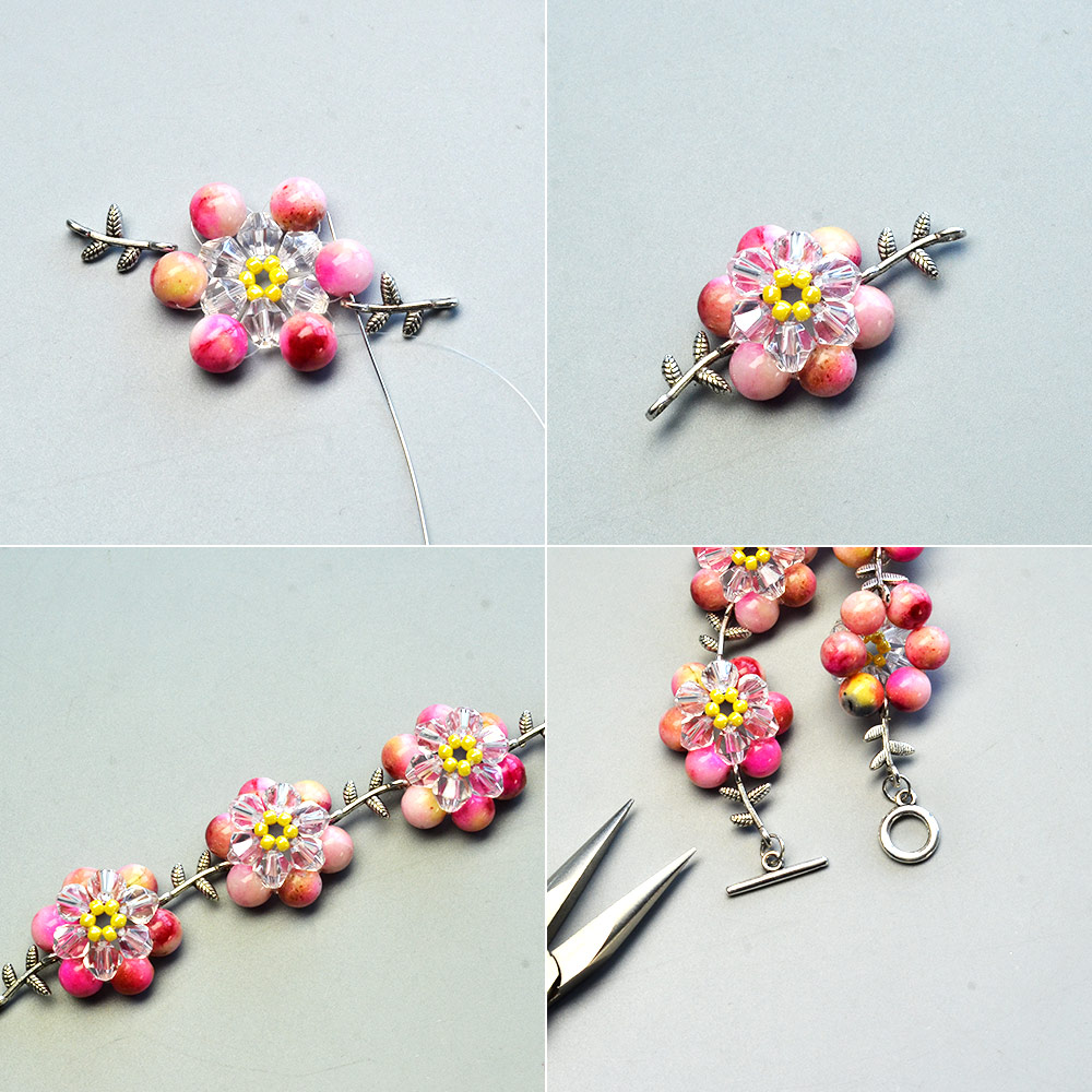 Blumenarmband mit Jadeperlen