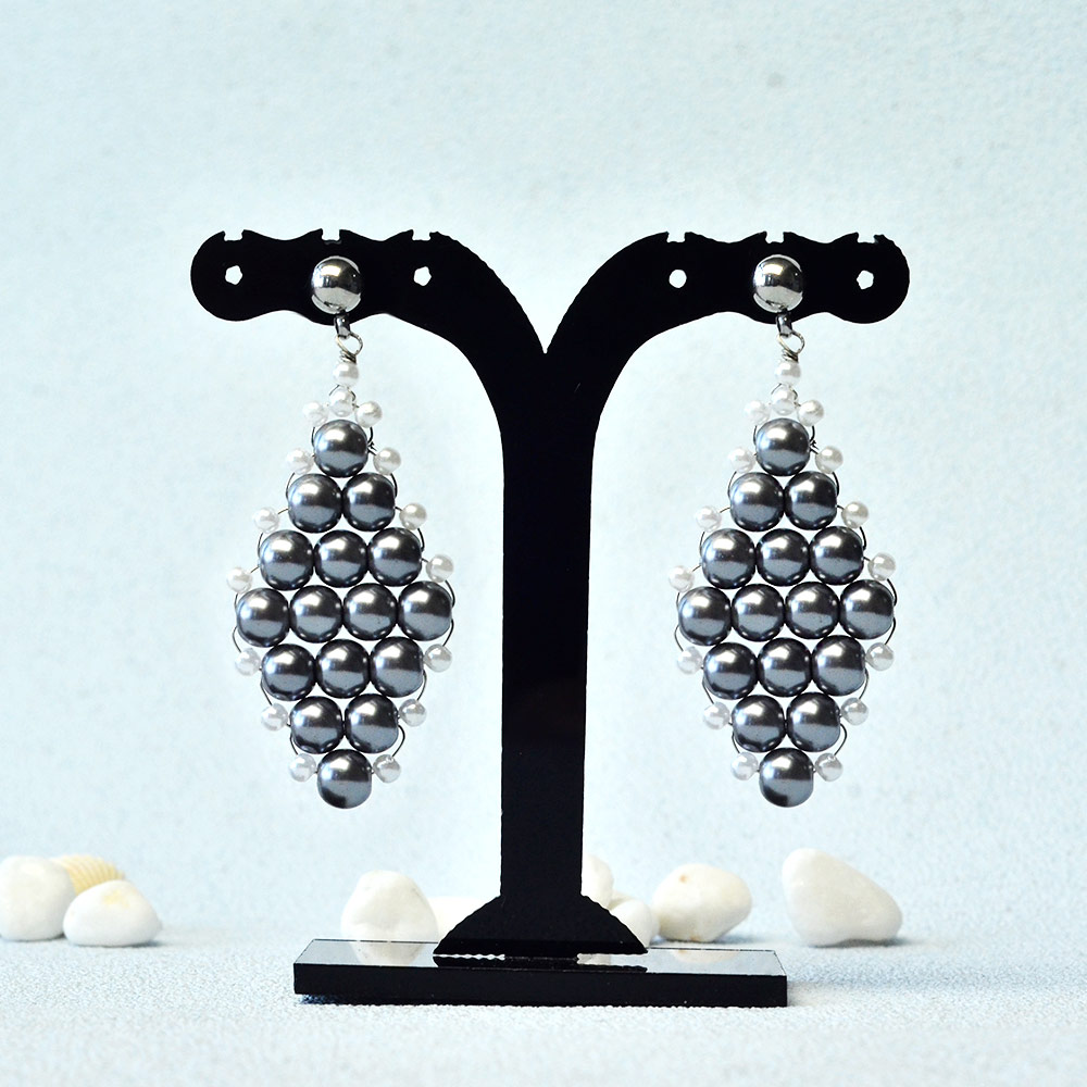 Специальные серьги с серым жемчугом-1