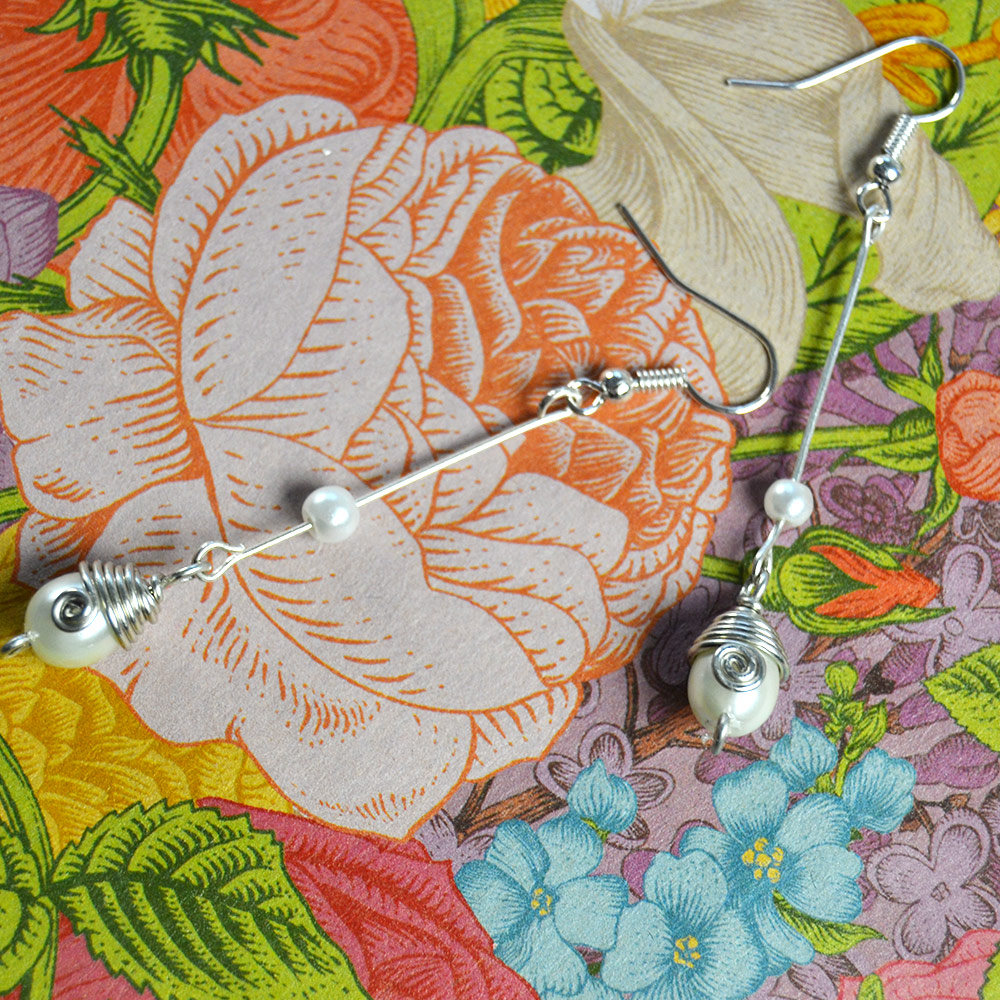 Серьги с жемчугом в форме капли-5