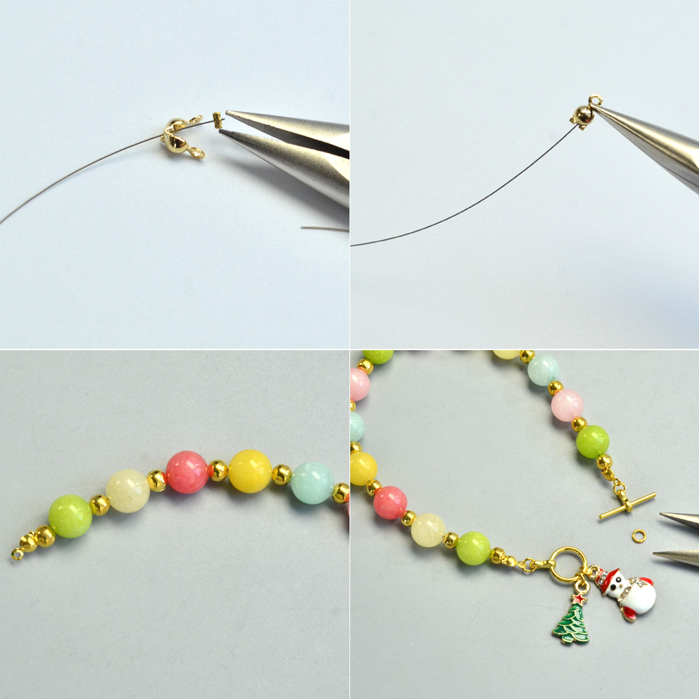 Рождественский браслет с конфетными нефритовыми бусинами-3