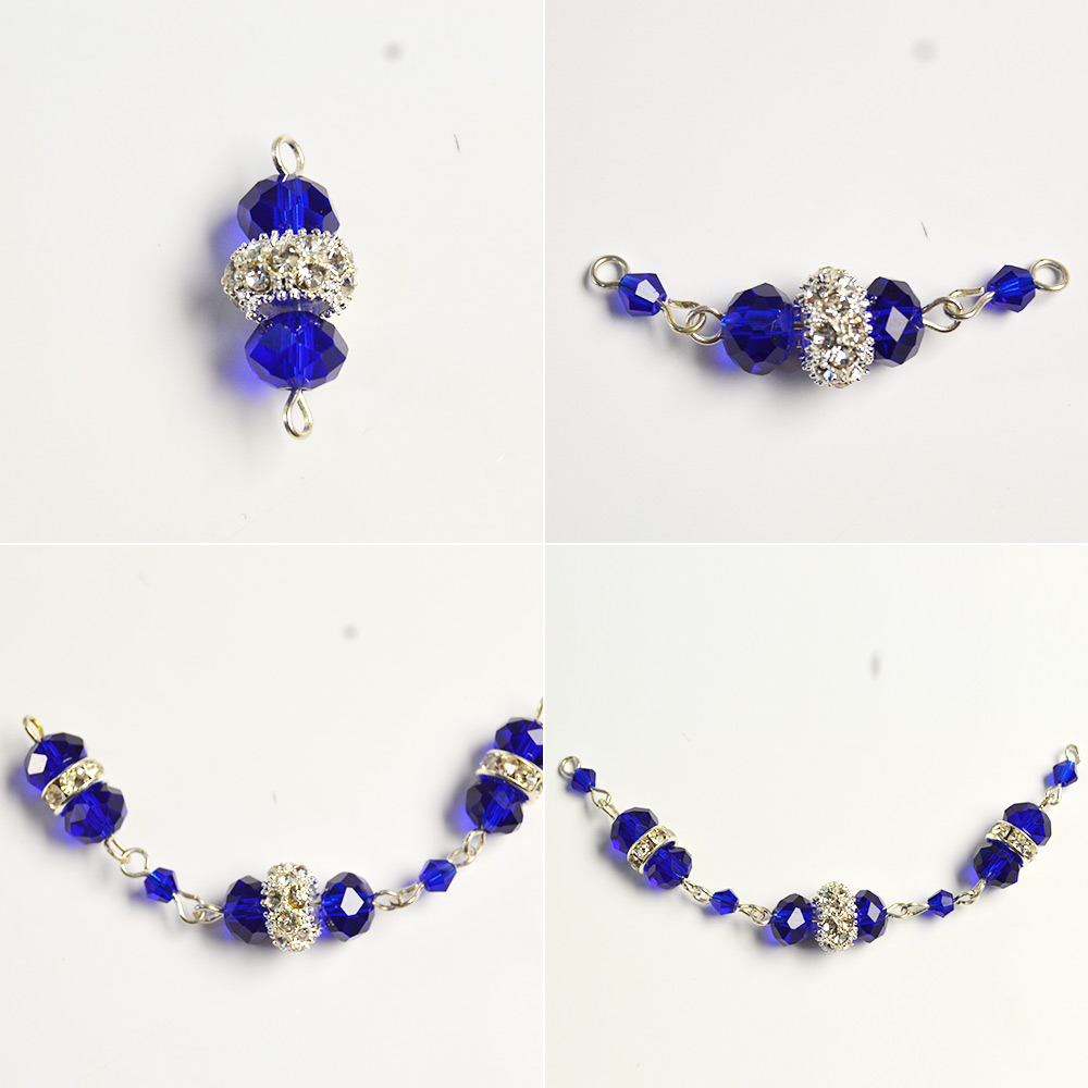 Браслет из синих стеклянных бусин-3