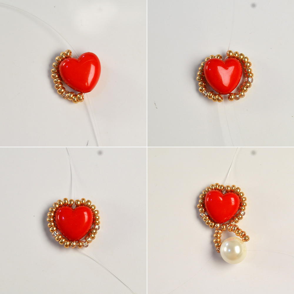 Серьги с жемчугом в форме сердца-3