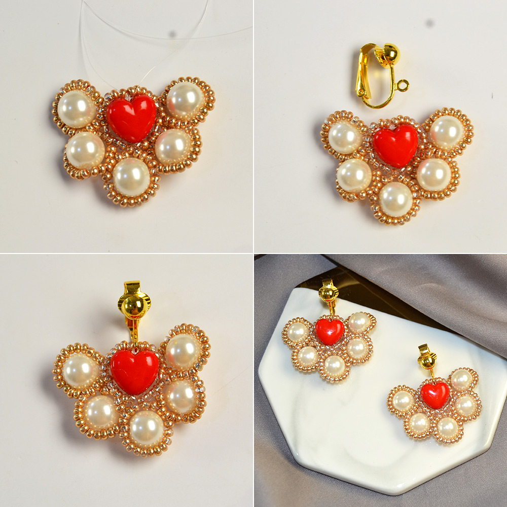 Серьги с жемчугом в форме сердца-5
