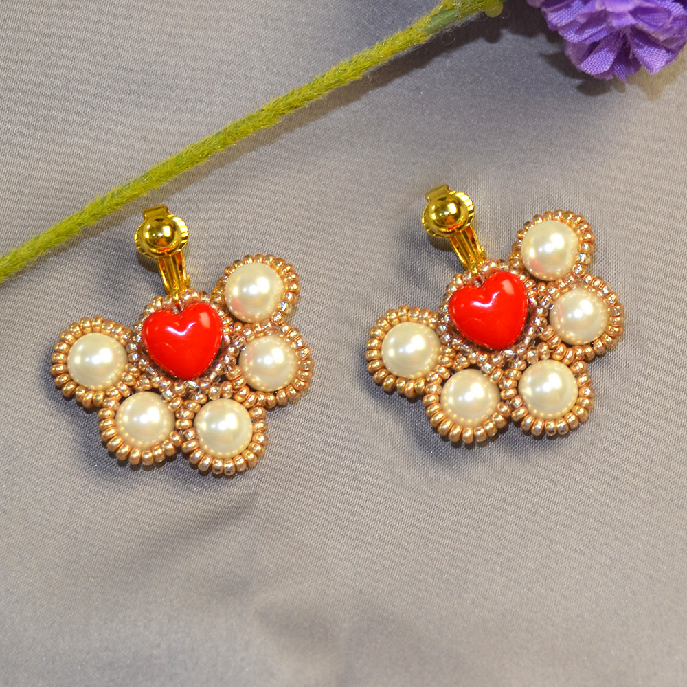 Серьги с жемчугом в форме сердца-7