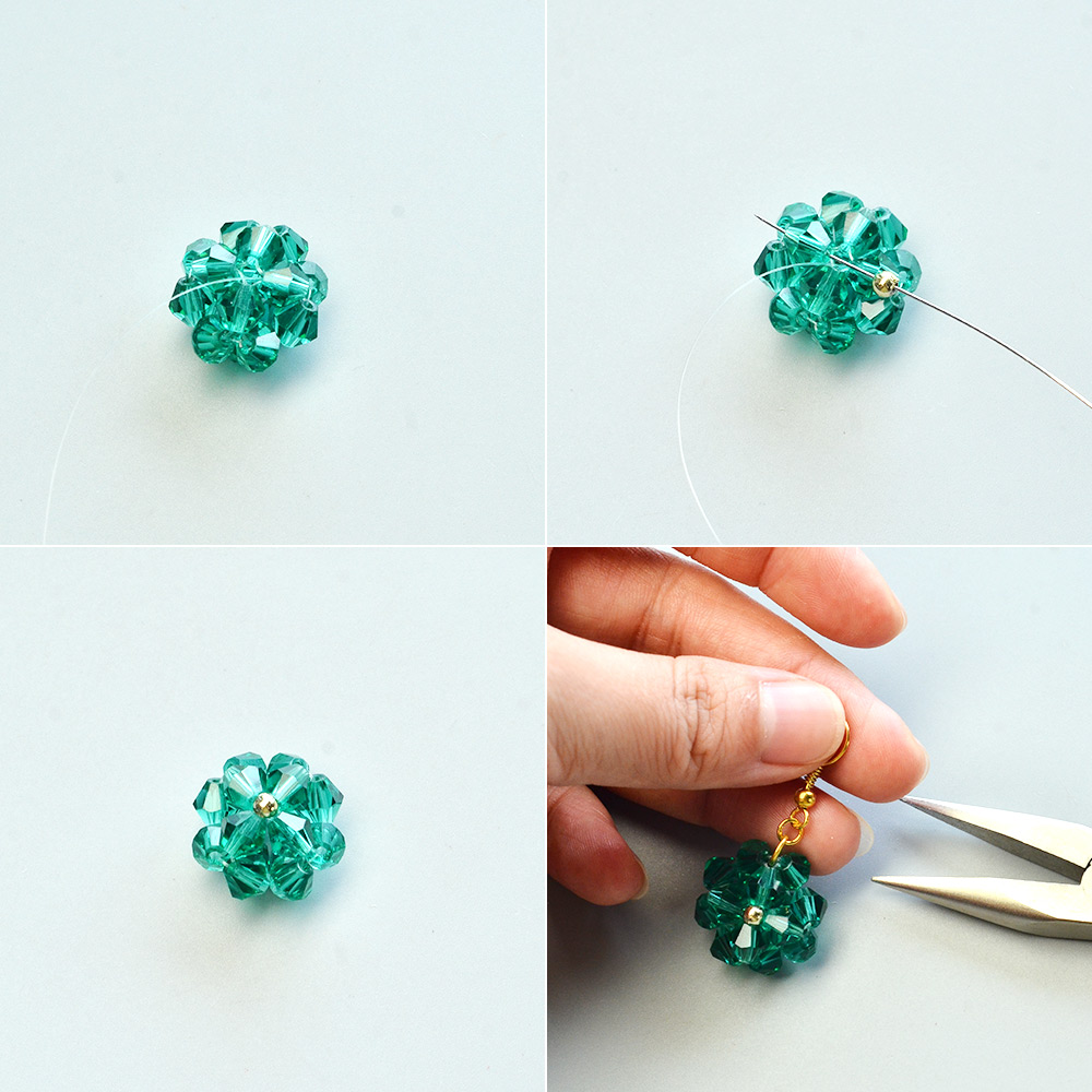 Серьги-подвески с зелеными кристаллами-5