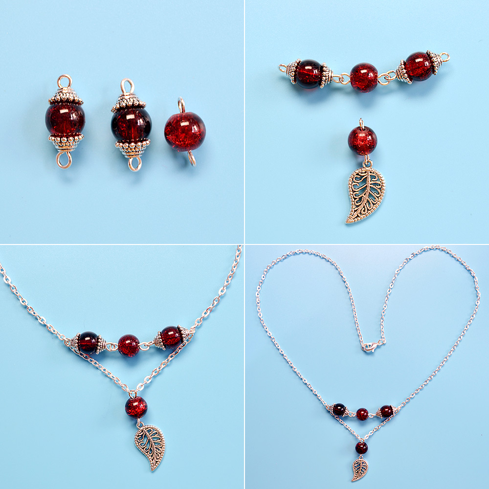 Колье с подвеской в виде листьев-3