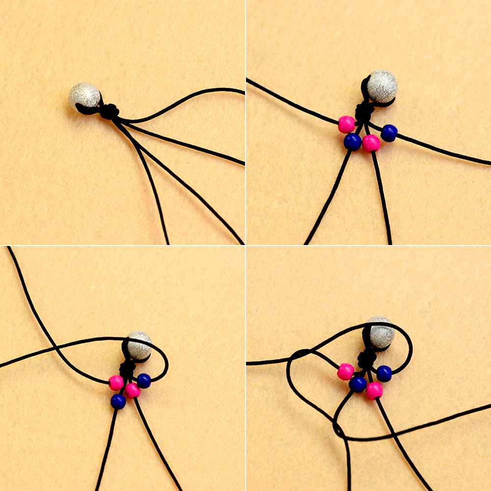 Плетеный браслет с бусинами-3