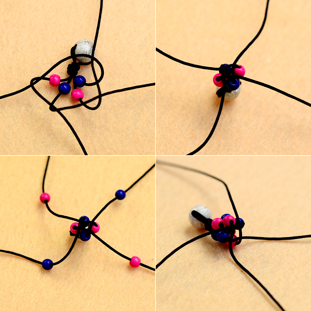 Плетеный браслет с бусинами-4