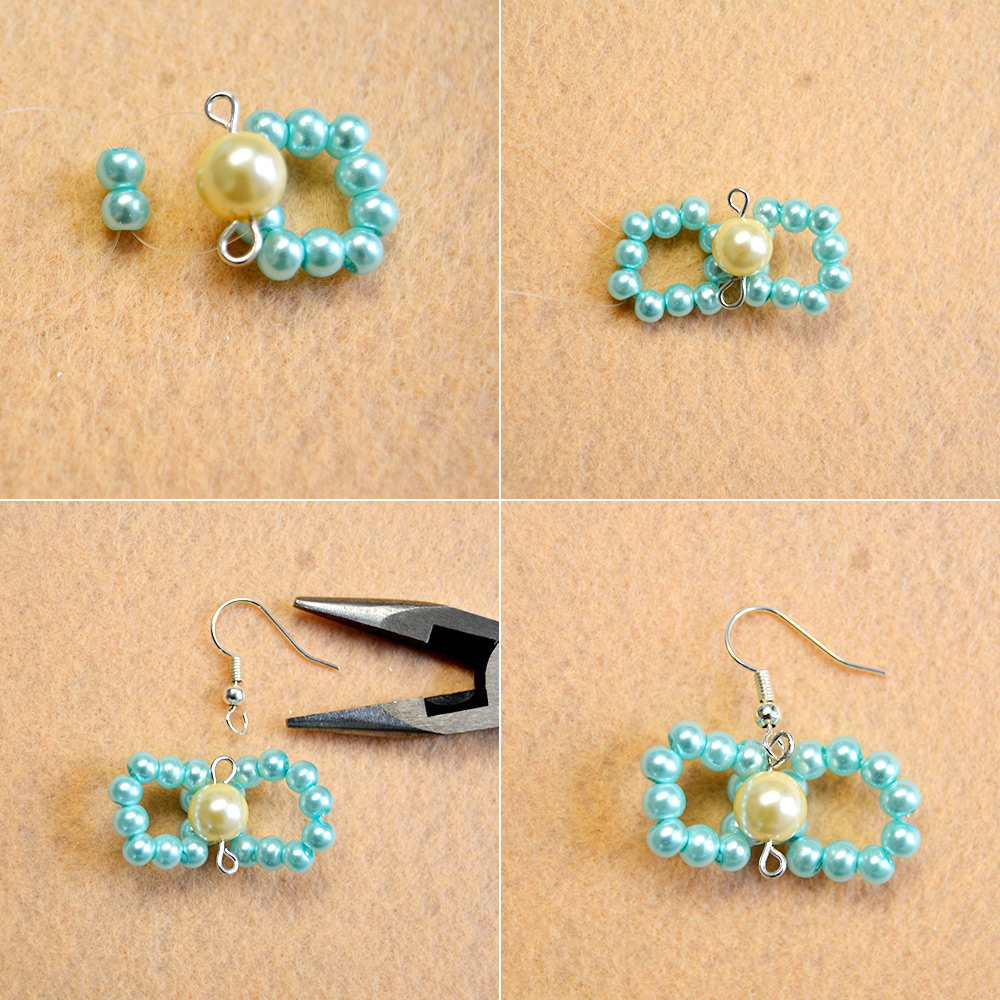 Милые серьги с синим бантом-4