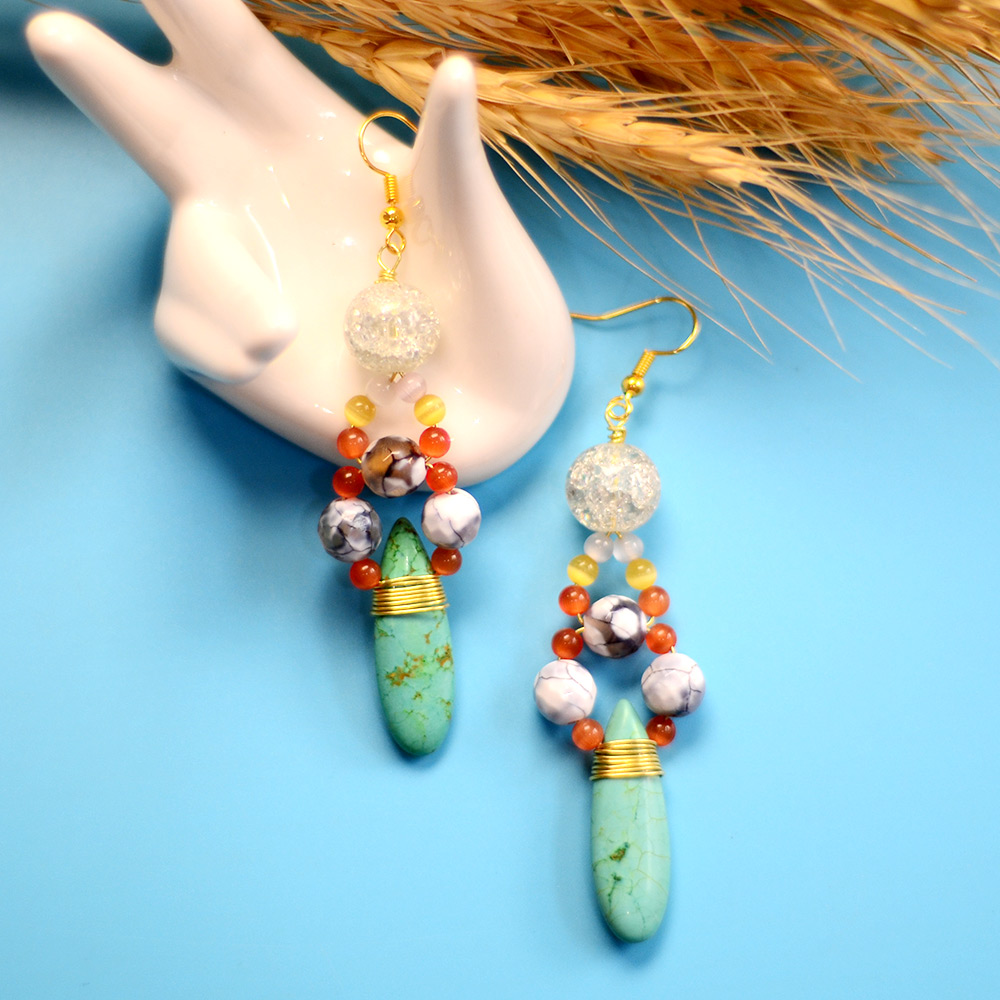 Специальные серьги из бусин с драгоценными камнями-1