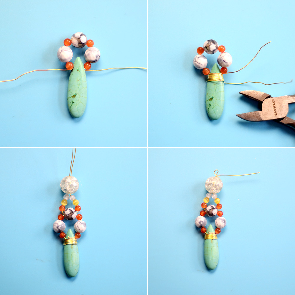 Специальные серьги из бусин с драгоценными камнями-3