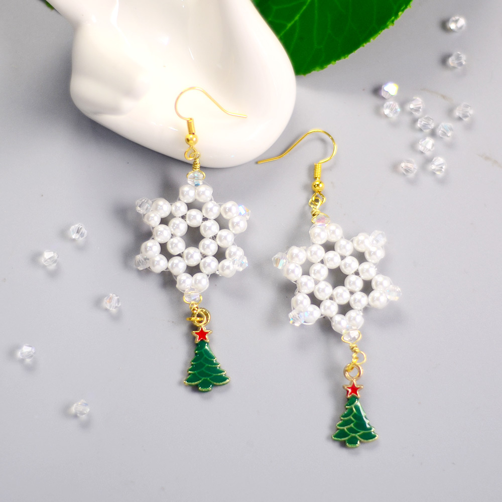 Рождественские серьги снежинки