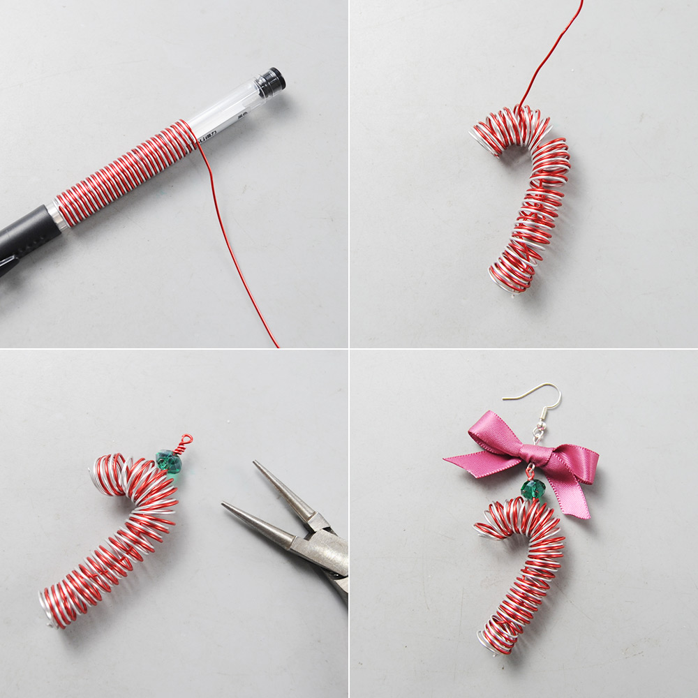 Рождественские серьги-конфеты с бантом-3