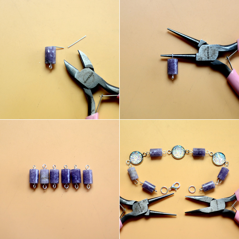 Браслет из фиолетовых драгоценных камней-4