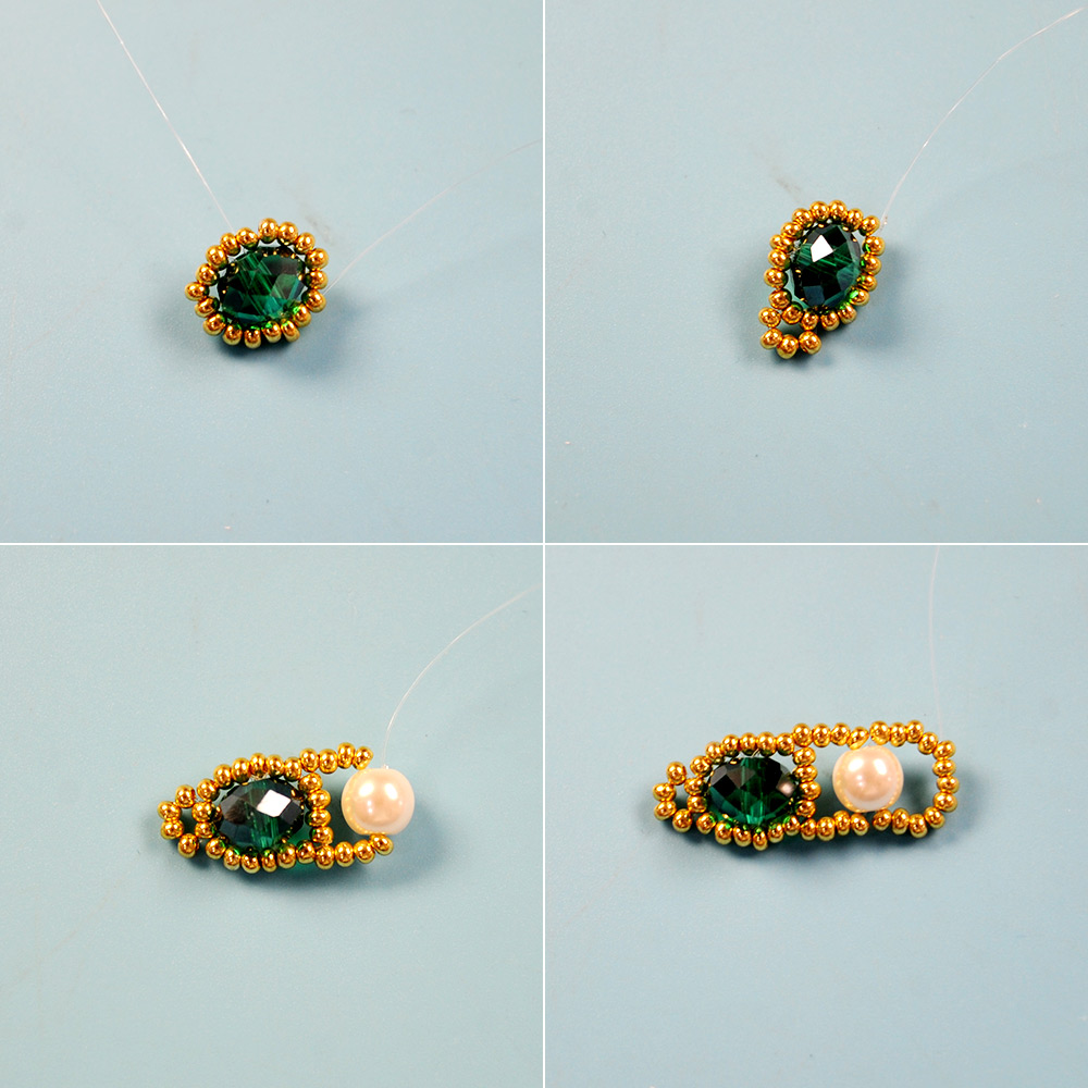 Браслет из стеклянных бусин с жемчугом-3