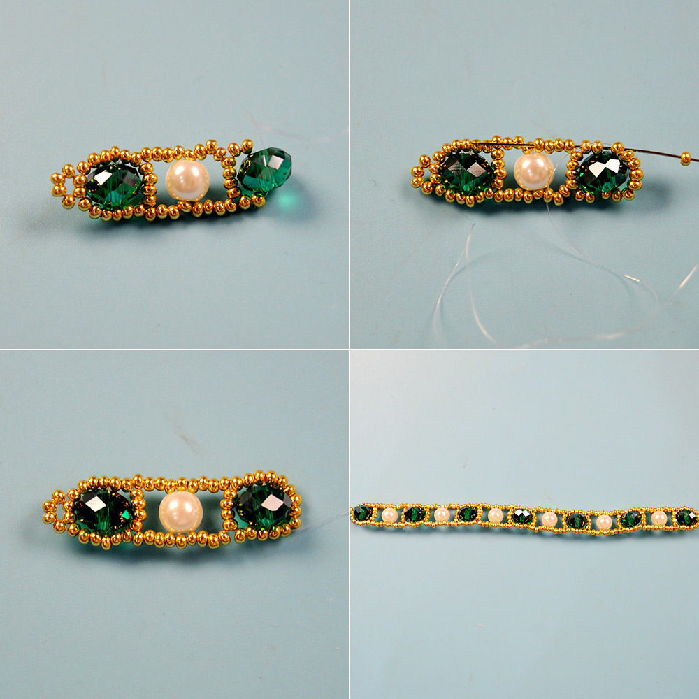 Браслет из стеклянных бусин с жемчугом-4