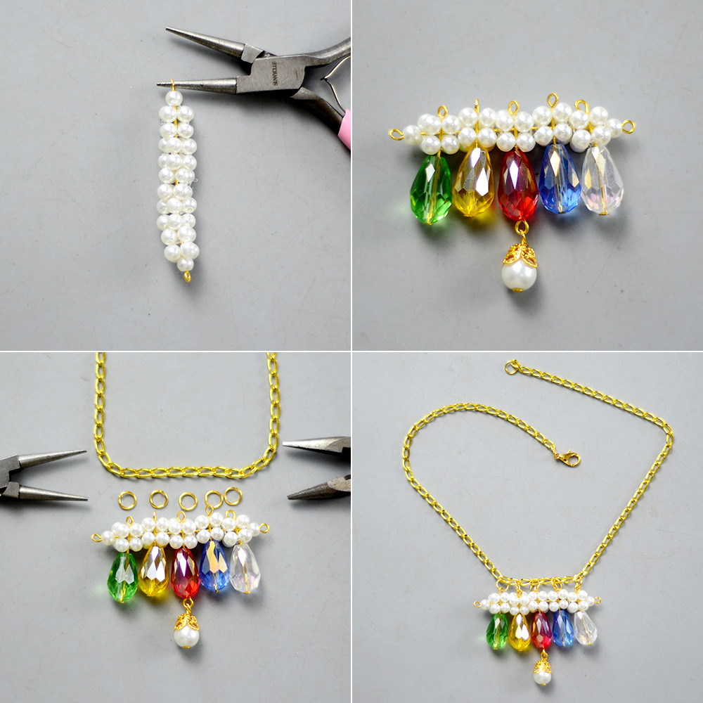 Колье с подвеской из стекла и жемчуга-5